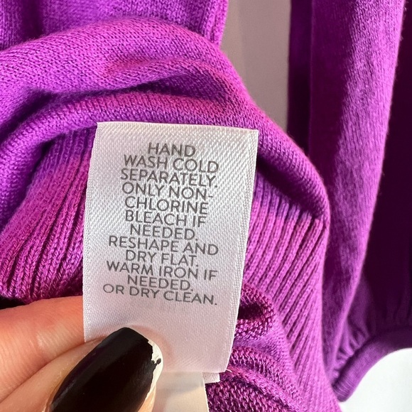 J. Jill Wearever Silk-Blend Blouson-Sleeve
Sweater Purple Long Sleeve Blouse SP - Picture 15 of 17